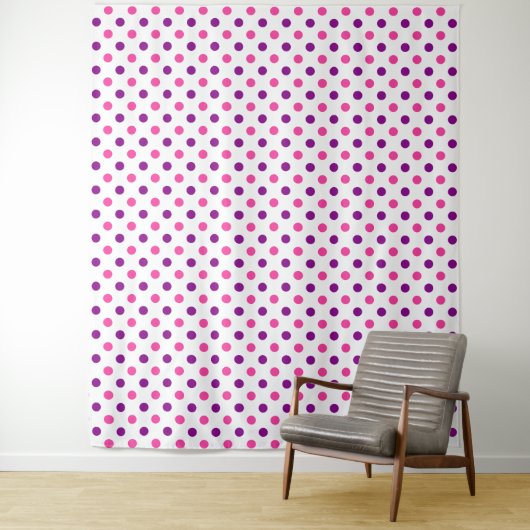 Weiß Lila Rosa Punkte Muster  Wandteppich (Beispiel)