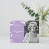 Weiß & lila Wildblume Beerdigung Danke Karte (Stehend Vorderseite)