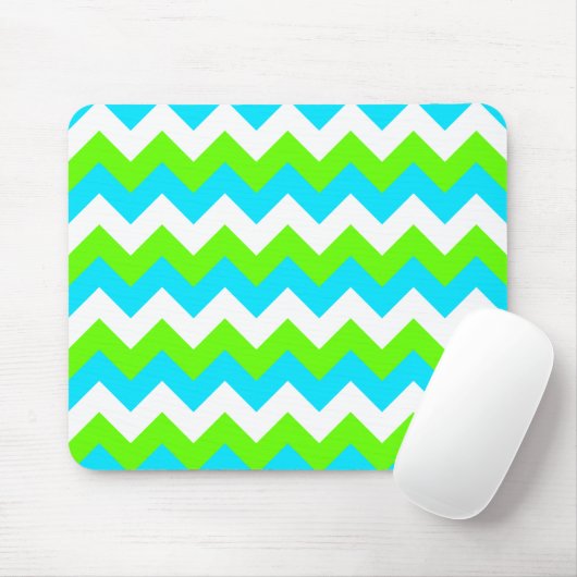 Weiß Limon und Aqua Drei Farben Zickzack Mousepad (Mit Mouse)