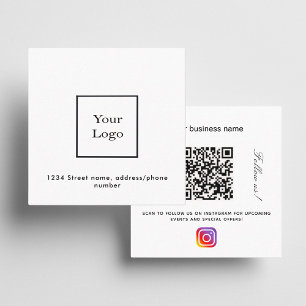 Weiß Logo qr Code Instagramm folgen uns Quadratische Visitenkarte