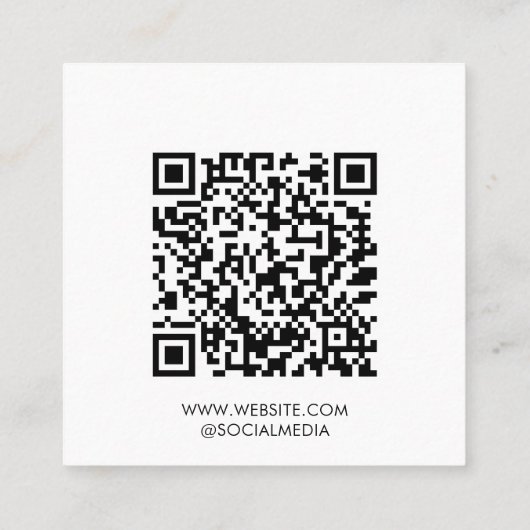 Weiß | Logo | QR-Code Quadratische Visitenkarte (Rückseite)