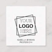 Weiß | Logo | QR-Code Quadratische Visitenkarte (Vorderseite)