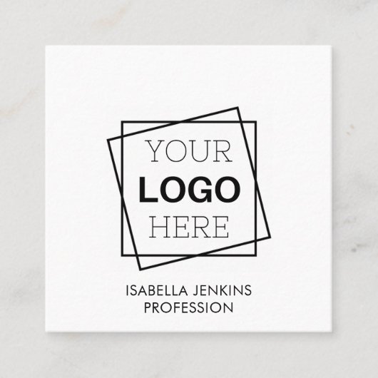 Weiß | Logo | QR-Code Quadratische Visitenkarte (Vorderseite)