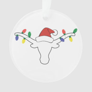 Weiß Longhorn mit Weihnachtslicht und Weihnachtsm Ornament