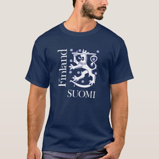 Weiß-Löwe Finnlands SUOMI T-Shirt (Vorderseite)