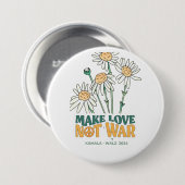 Weiß "Make Liebe Not War" 3 im Knopf Harris 2024 Button (Vorne & Hinten)