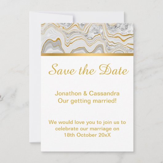 WEISS MARBLE GOLD SAVE THE DATE (Vorderseite)