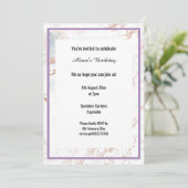 WEISS MARBLE LILAC LILA DIN TRIM GEBURTSTAG EINLADUNG (Stehend Vorderseite)