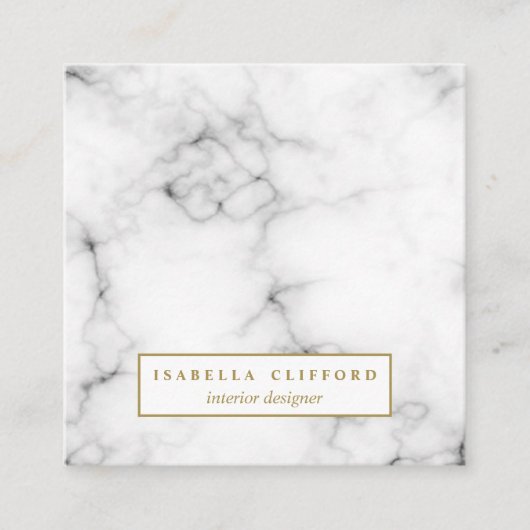 Weiß-Marmor | berufliches Logo Quadratische Visitenkarte (Vorderseite)