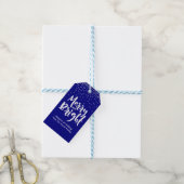 Weiß Merry und hell mit Navy & Silver Confetti Geschenkanhänger (Mit Garn)