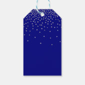 Weiß Merry und hell mit Navy & Silver Confetti Geschenkanhänger (Rückseite)