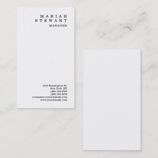 Weiß Minimalistisch Elegant Anspruchsvoll modern Visitenkarte (Vorne/Hinten)