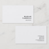 Weiß Minimalistisch Elegante Chic Schlicht Visitenkarte (Vorne/Hinten)