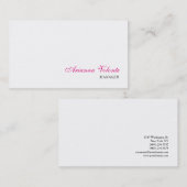 Weiß Minimalistisch Elegante Schlichte Feminine Visitenkarte (Vorne/Hinten)