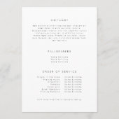 Weiß Minimalistisch für das Beerdigungsprogramm zu Programm (Rückseite)