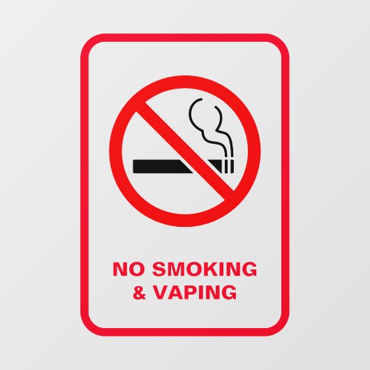 Weiß Minimalistisch Keine Rauchverbot & Vaping Bes Fensteraufkleber (Blatt)