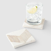 Weiß Minimalistisch Zickzack mit Holz Steinuntersetzer (Seitenansicht)