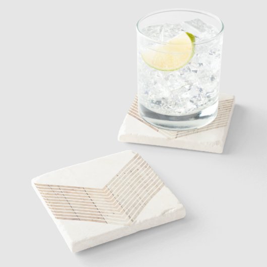 Weiß Minimalistisch Zickzack mit Holz Steinuntersetzer (Seitenansicht)