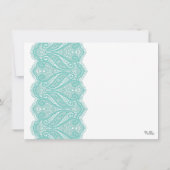 Weiß mit Aqua Lace Brautparty Party laden Einladung (Rückseite)