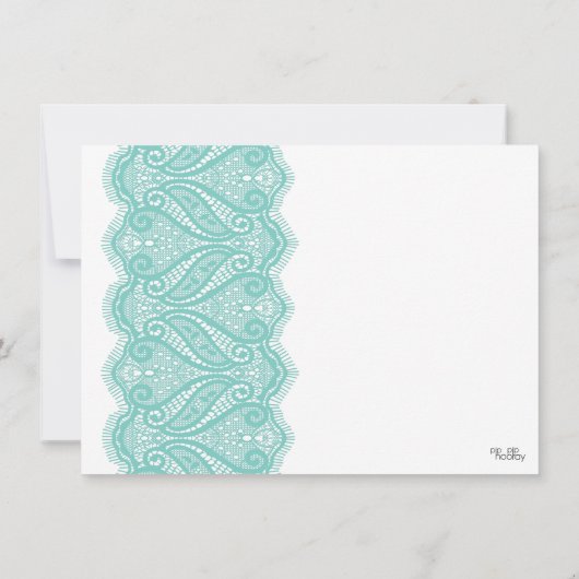 Weiß mit Aqua Lace Brautparty Party laden Einladung (Rückseite)