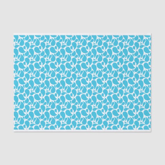 WEISS MIT AQUA PAISLEY PATTERN SEIDENPAPIER (Vorderseite)