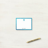 Weiß mit Aquamarinem Glitzer Elephant & Border mit Post-it Klebezettel (Auf Schreibtisch)