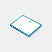 Weiß mit Aquamarinem Glitzer Elephant & Border mit Post-it Klebezettel (angewinkelt)