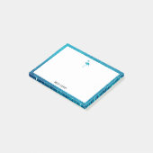 Weiß mit Aquamarinem Glitzer Flamingo & Border mit Post-it Klebezettel (angewinkelt)