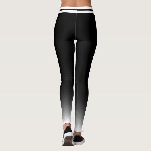 Weiß mit beidseitigem Streifen auf schwarz Leggings (Rückseite)