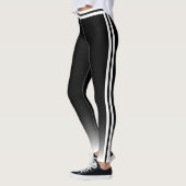 Weiß mit beidseitigem Streifen auf schwarz Leggings (Links)