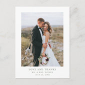 Weiß mit Bildtext und Foto | Hochzeit Danke Postkarte (Vorderseite)