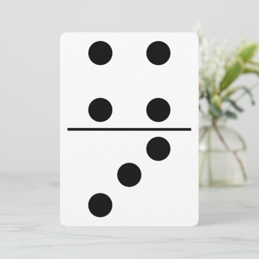 Weiß mit Black Dots Domino Custom Party Einladung (Stehend Vorderseite)