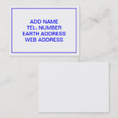 Weiß mit blauem Rahmen Visitenkarte (Vorne/Hinten)