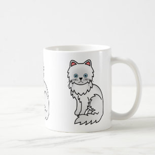 Weiß mit blauen Augen Perserkatze Illustration Kaffeetasse