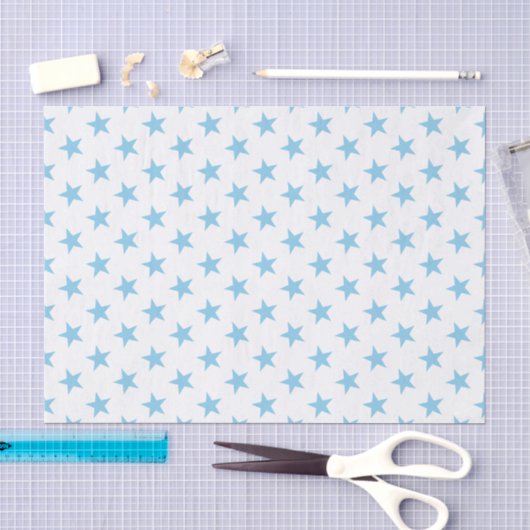 Weiß mit blauen Sternen Seidenpapier (Handwerk)
