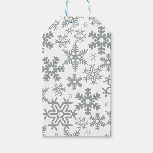 WEISS MIT BLAUEN WINTERSCHNEEFLÖCKCHEN GESCHENKANHÄNGER (Vorderseite)