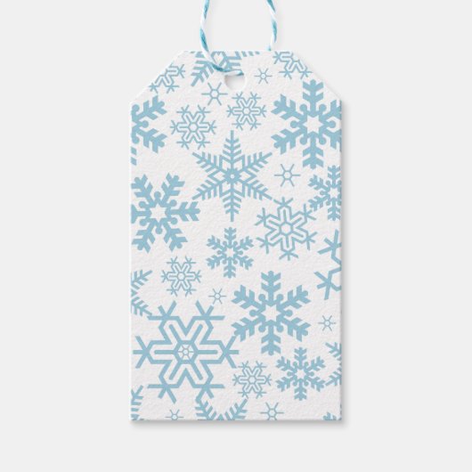 WEISS MIT BLAUEN WINTERSCHNEEFLÖCKCHEN GESCHENKANHÄNGER (Vorderseite)