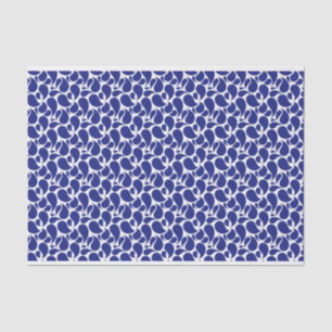 WEISS MIT BLUE PAISLEY PATTERN SEIDENPAPIER