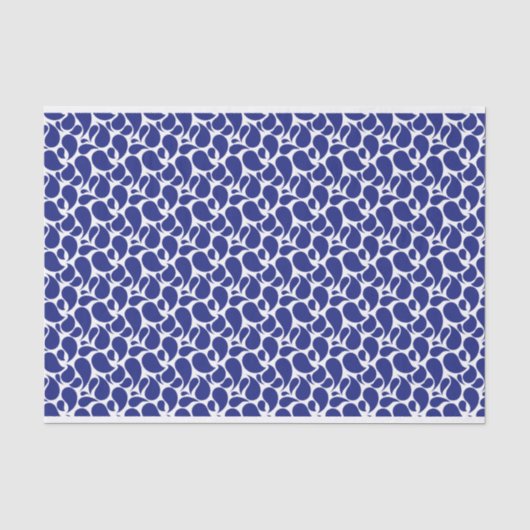 WEISS MIT BLUE PAISLEY PATTERN SEIDENPAPIER (Vorderseite)