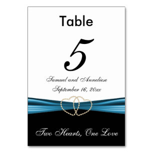 Weiß mit Blue Satin Ribbon - Tischnummern