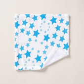 Weiß mit Blue Star Print Handtuch Set (Waschlappen)
