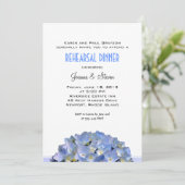 Weiß mit Blue Wedding Probe Dinner Einladung (Stehend Vorderseite)