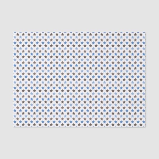 WEISS MIT BROWN- UND BLAUE-STERNEN SEIDENPAPIER (Vorderseite)