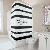 Weiß mit dem schwarzen Streifen-individuellen Duschvorhang (Beispiel)