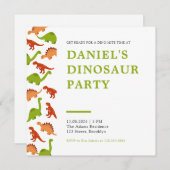 Weiß mit Dinosaurier Grafik Dinosaur Geburtstag Einladung (Vorne/Hinten)