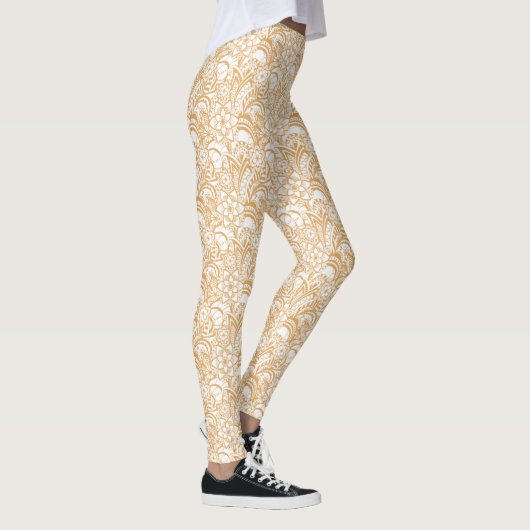 Weiß mit Elfenbeinspitze Muster Leggings (Rechts)