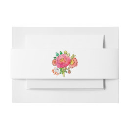 Weiß mit farbenfrohen Wasserfarben Bauchband Einladungsbanderole