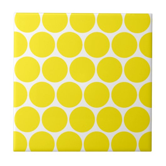 Weiß mit gelbem Polka Dots Muster Trivet Fliese (Vorderseite)