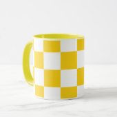 Weiß mit gelbem Quadrat Muster 11 oz Combo Tasse (Vorderseite Links)
