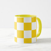 Weiß mit gelbem Quadrat Muster 11 oz Combo Tasse (VorderseiteRechts)